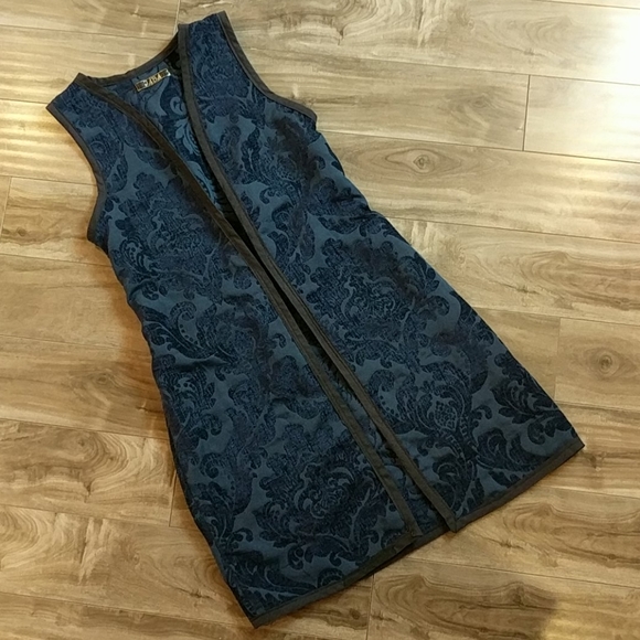 Blue Damask Long Vest Dress